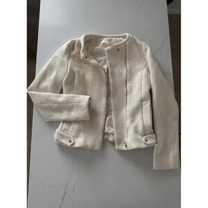 H&M Tweed Cozy Cream Textured Women's Jacket Size 2